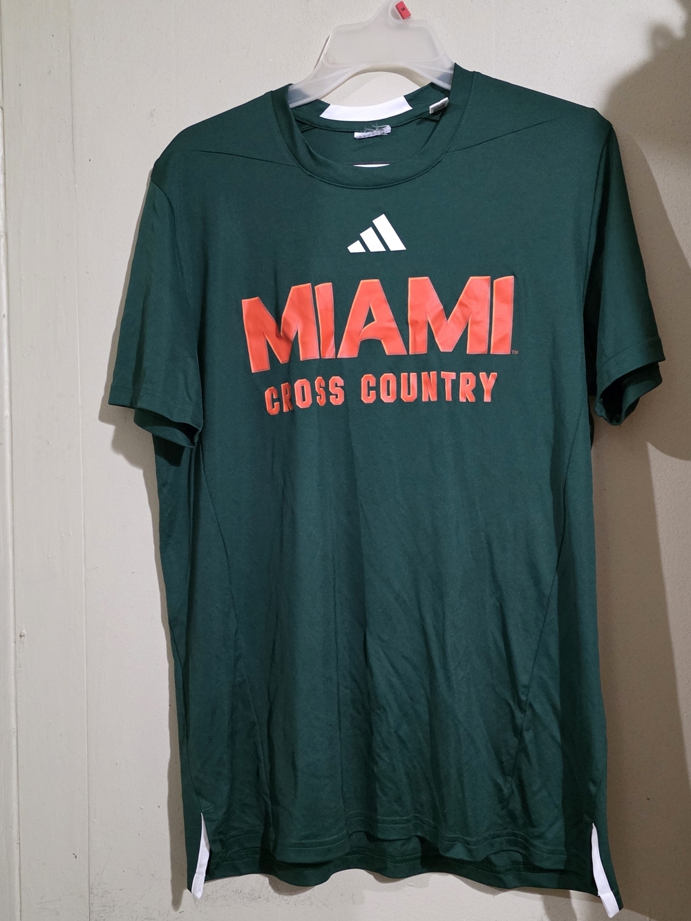 adidas Green Miami Cross Country Short Sleeve Tee with Orange Logo